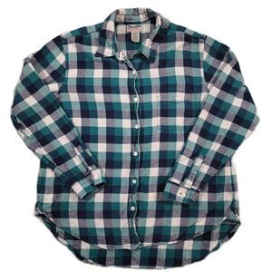 Wrangler Womens M Wrancher Shirt Top Check Button Up Down Long Sleeve